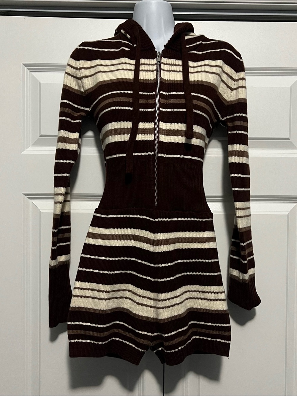 Fashion Nova Heather Striped Knit Micro Romper